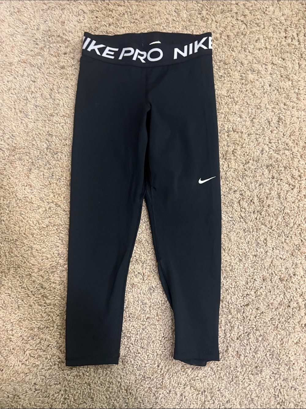 Nike Black Women’s ' Pro Compression Leggings with White Swoosh